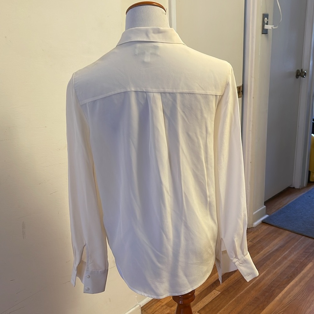 Paris Atelier Cream Colored Silk Button Up Blouse Sz 2 - Picture 4 of 10